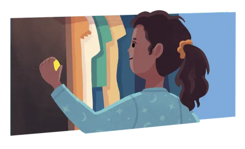 Image of girl looking clothes in a closet