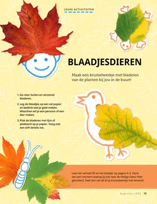 Pdf met knutselactiviteit, met afbeeldingen van een vlinder, een vogel, een schildpad en een glimlachend gezicht