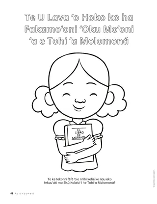 Peesi valivali ʻo ha kiʻi taʻahine ʻokú ne kuku ʻa e Tohi ʻa Molomoná