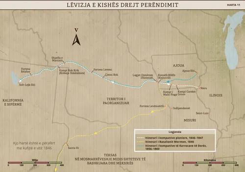 harta e udhëtimit drejt perëndimit