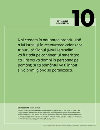 Afiș cu al zecelea articol de credință.