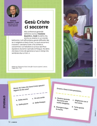 PDF della pagina con l’illustrazione di un bambino a letto che guarda un’immagine di Gesù Cristo