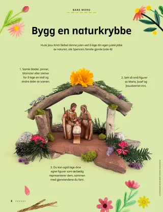 PDF-side av en julekrybbe laget av gjenstander funnet i naturen