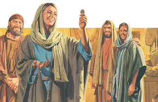 The woman was happy to find her coin