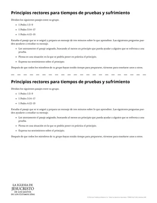 Volante de Principios rectores para tiempos de pruebas y sufrimiento