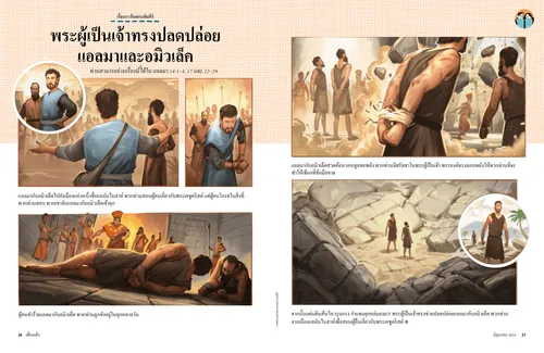 หน้า PDF พร้อมภาพประกอบของแอลมากับอมิวเล็คถูกจับเข้าคุกแล้วถูกปล่อยตัวอย่างน่าอัศจรรย์