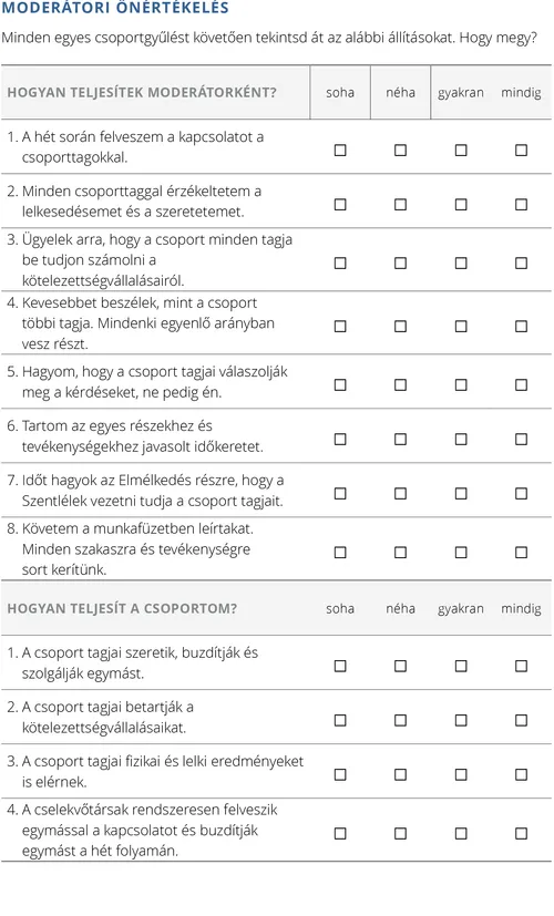 Moderátori önértékelés