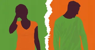 一对男女的图片被撕开