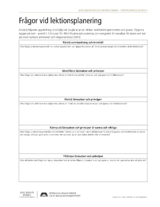 utdelningsblad, Frågor vid lektionsplanering