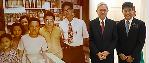 Elder Gong as a missionary and later with a missionary