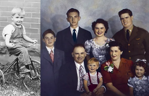 多馬·孟蓀小時候騎單車；家庭照