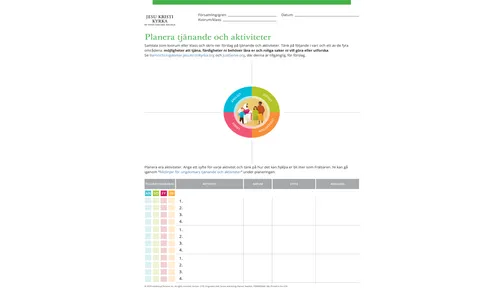 planera tjänande och aktiviteter