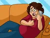 illustration of woman using mobile phone on a couch