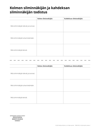 testimony of three and eight witnesses handout