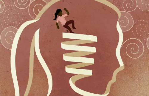 illustration of a figure inside a woman’s head