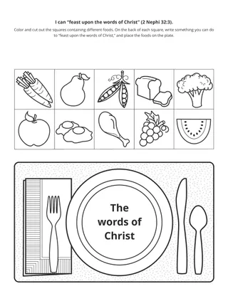 activity page: I can “feast upon the words of Christ”