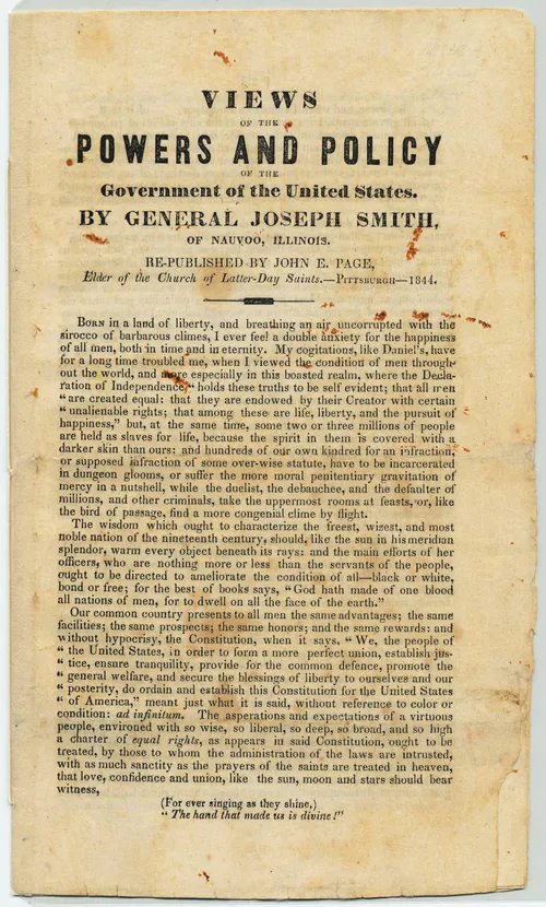 Joseph Smith’s Pamphlet