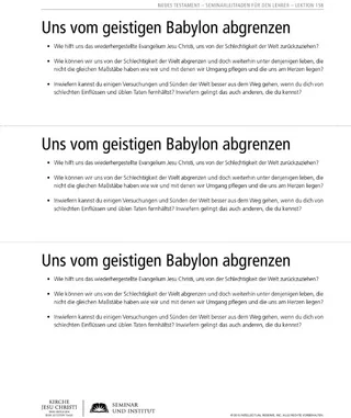 handout, Separating Ourselves from Spiritual Babylon