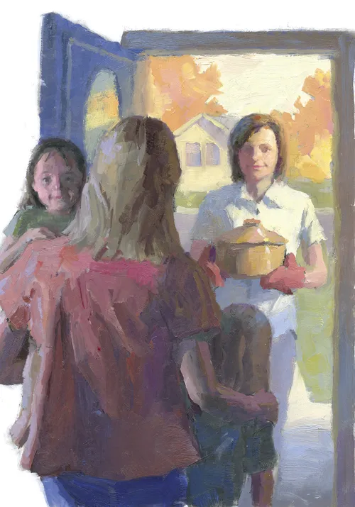 friend bringing dinner