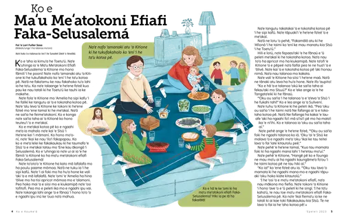 Peesi PDF mo ha fakatātā ʻo ha fāmili ʻoku nau tangutu ʻi ha sipi kafu ʻi he falikí mo ha ngaahi meʻakai kehekehe