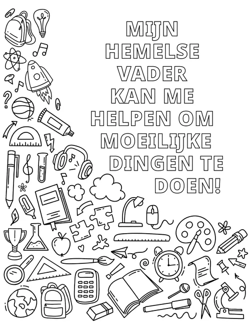 Pdf met kleurplaat van voorwerpen die vaardigheden en hobby’s voorstellen