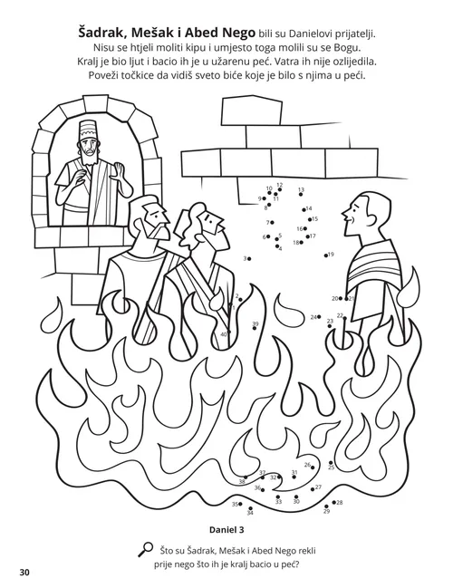 Shadrach, Meshach, and Abed-nego coloring page