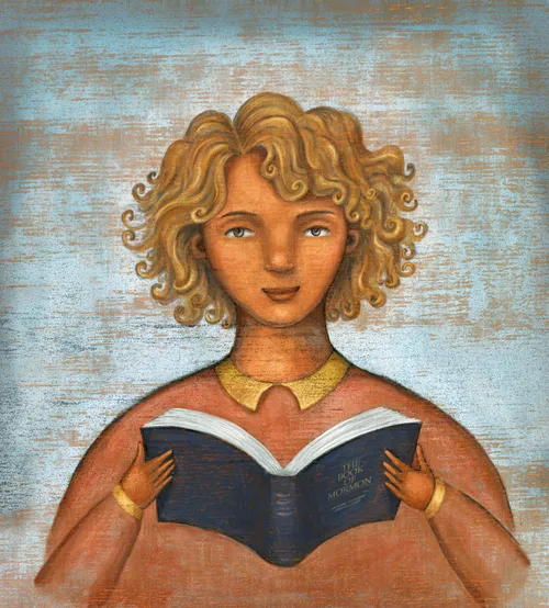 young woman reading scriptures