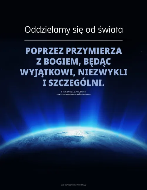 Plakat z cytatem z wypowiedzi Starszego Andersena