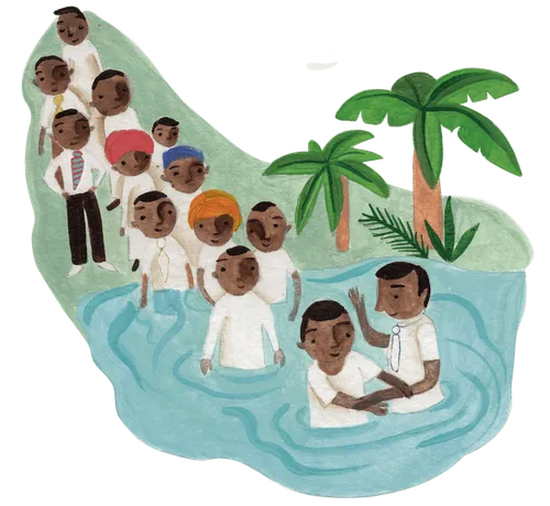 A man baptizing people