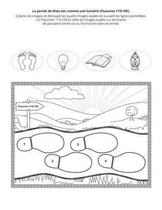 page d’activité : La parole de Dieu est comme une lumière.
