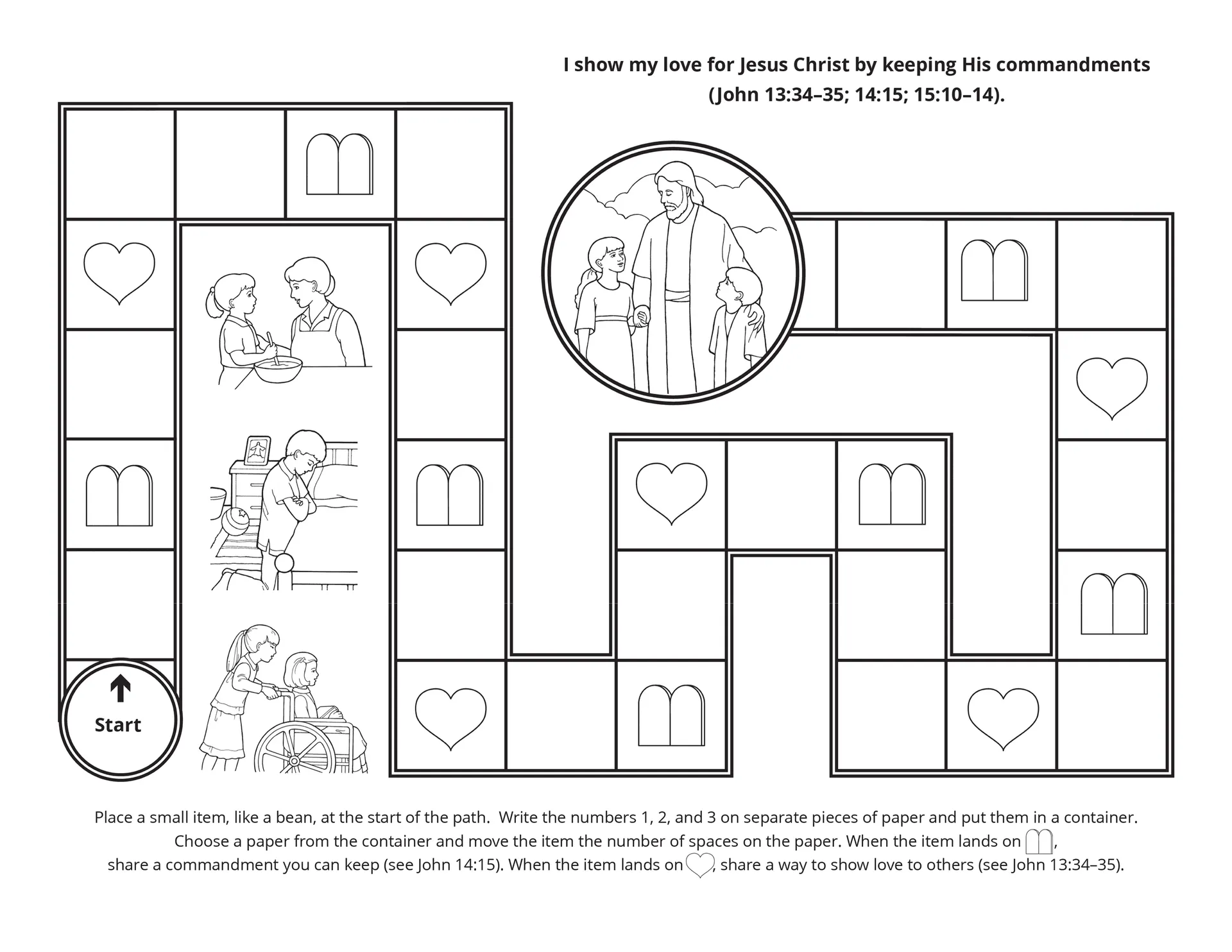 A Primary activity game about keeping the commandments.