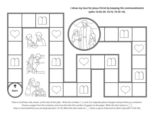 A game for children that gives examples of keeping the commandments.