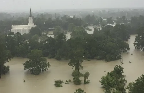 flooded Houston Texas Temple and surrounding area