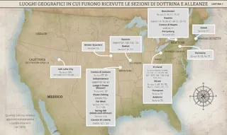 Cartina 1: Luoghi geografici in cui furono ricevute le sezioni di Dottrina e Alleanze