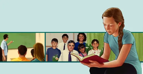 young woman reading scriptures