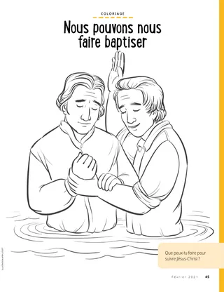 coloring page of Joseph Smith being baptized