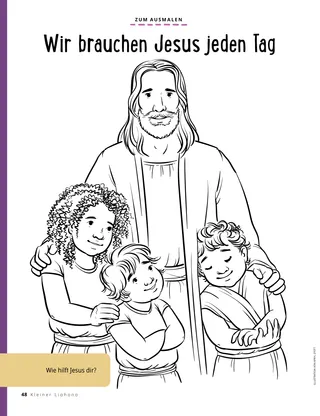 coloring page of Jesus with children