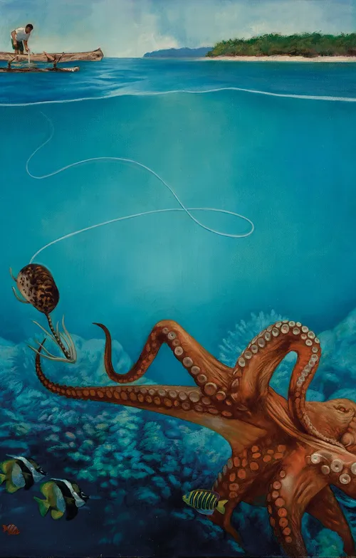 man fishing for octopus