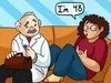 illustration of doctor talking to woman on couch