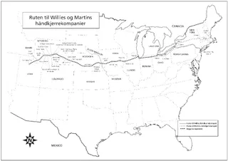 kart, håndkjerrekompanienes rute
