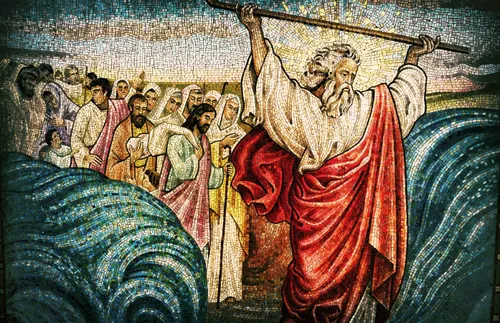 Moses and the Israelites crossing the Red Sea