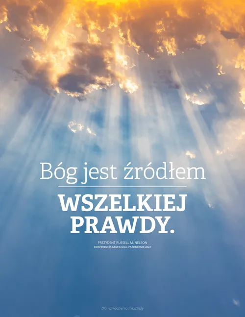 Plakat z cytatem z wypowiedzi Prez. Nelsona