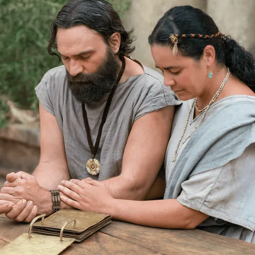 King Benjamin and his wife praying