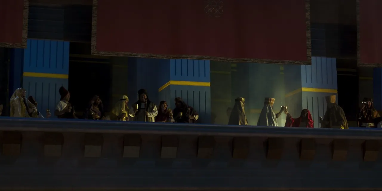 People in the great and spacious building mock the people at the tree of life.