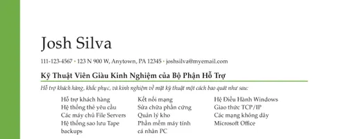 ví dụ về bản lý lịch nghề nghiệp hay