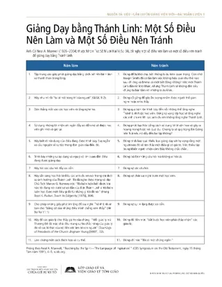giấy phát tay, Giảng Dạy bằng Thánh Linh: Một Số Điều Nên Làm và Một Số Điều Nên Tránh