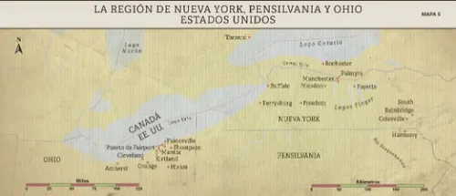 Mapa 5: La región de Nueva York, Pensilvania y Ohio, Estados Unidos