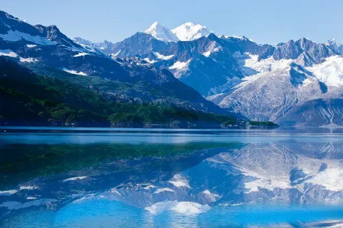 Reflection of Alaskan mountains in a lake.