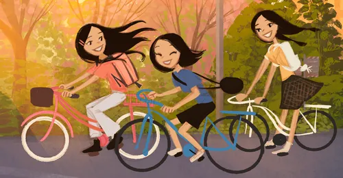 girls riding bicycles