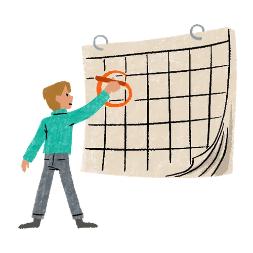 young man with oversized calendar